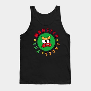 Funny Green Monster Face With Wide Eyes Tank Top